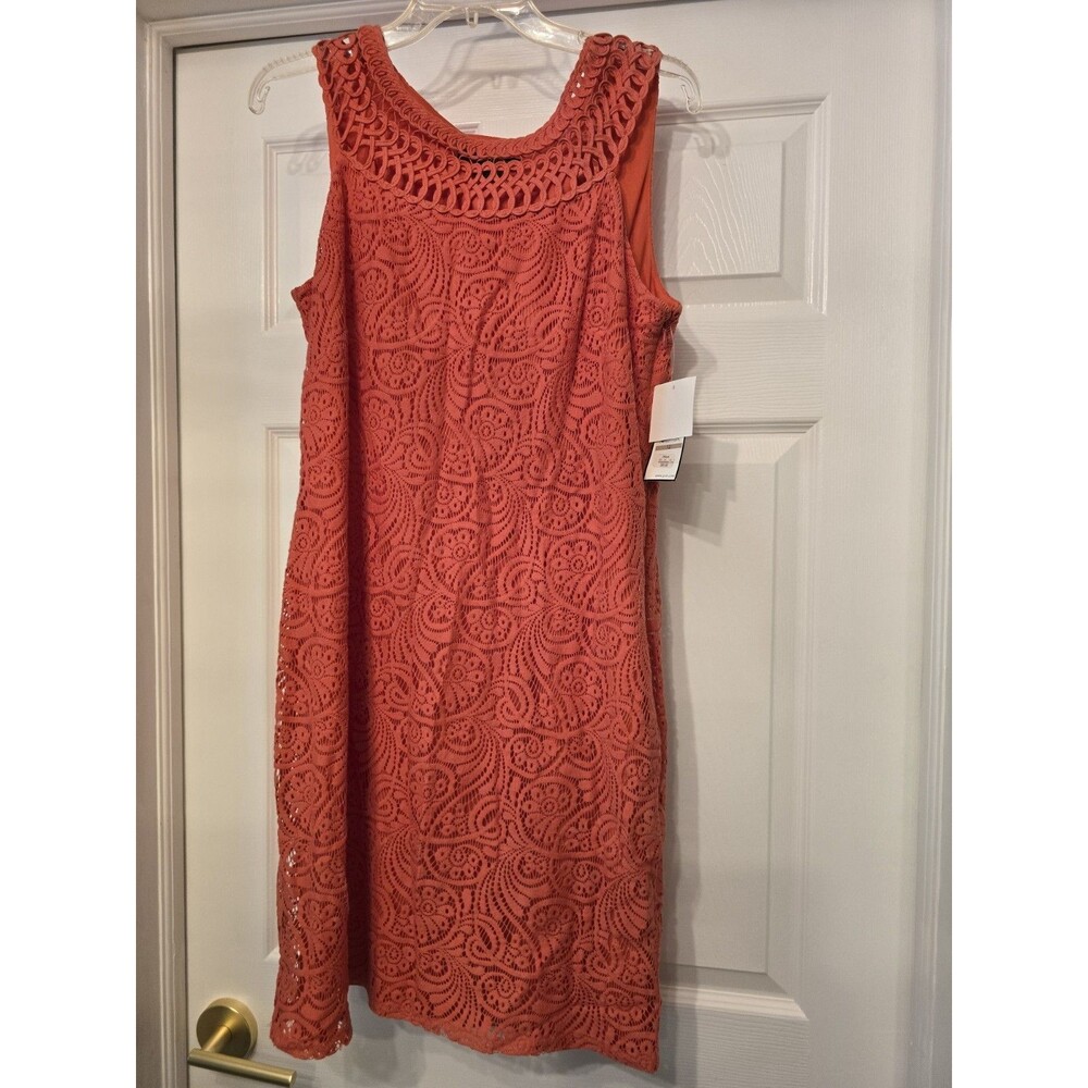 Jessica Howard  Lace Embroidery Sleeveless Dress Size 12 Feminine Orange Classic